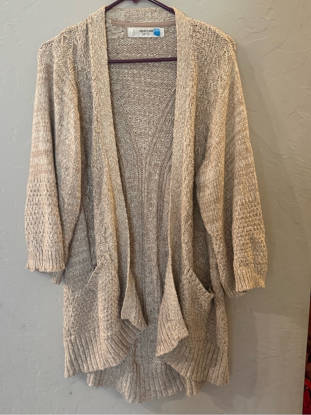 Anthropologie sparrow knit cardigan sweater 3/4 sleeve small